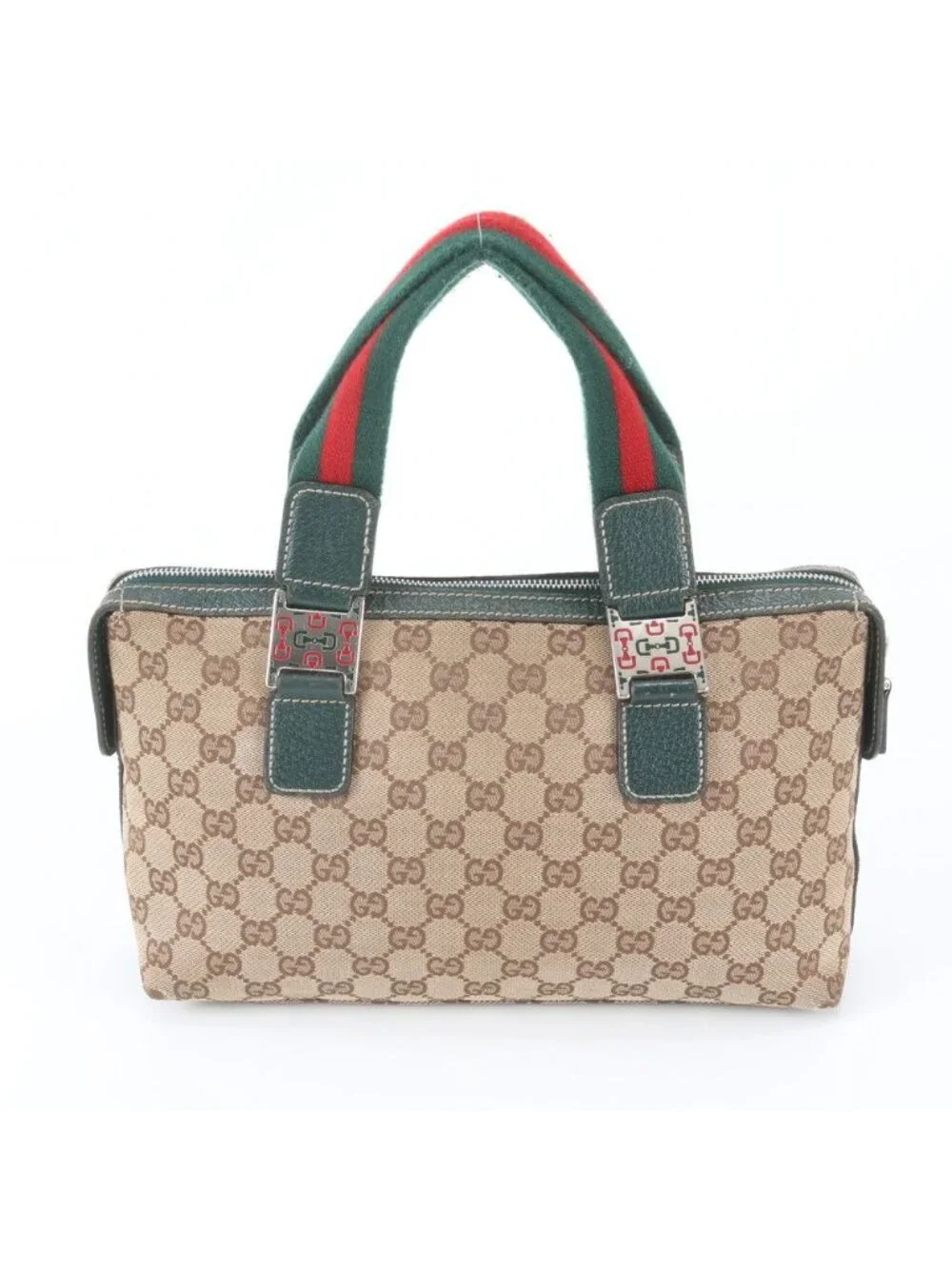 Gucci GG Canvas Sherry Line Horsebit Leather Tote Bag